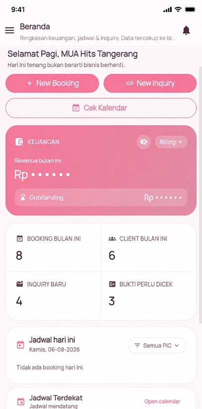 Dashboard JadwalQ di mobile